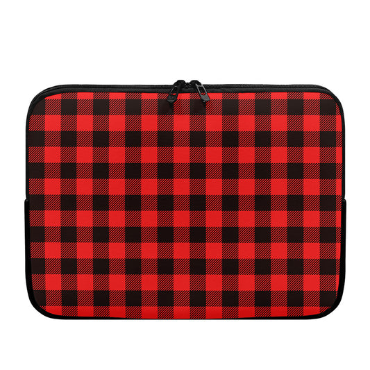 Hot Red Buffalo Plaid Print Laptop Sleeve
