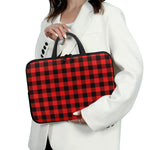 Hot Red Buffalo Plaid Print Laptop Sleeve With Handle