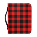Hot Red Buffalo Plaid Print Leather Bible Cover