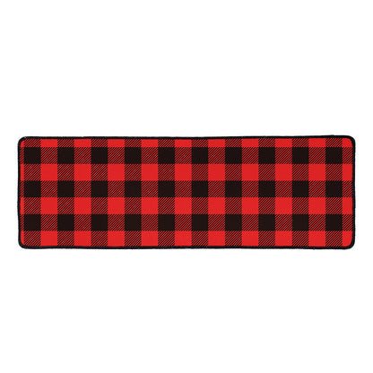 Hot Red Buffalo Plaid Print Long Kitchen Mat