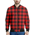 Hot Red Buffalo Plaid Print Men's Bomber Jacket