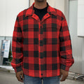 Hot Red Buffalo Plaid Print Men's Shirt Jacket
