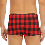 Hot Red Buffalo Plaid Print Men's Short Boxer Briefs