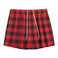 Hot Red Buffalo Plaid Print Mesh Shorts