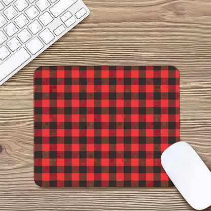 Hot Red Buffalo Plaid Print Mouse Pad