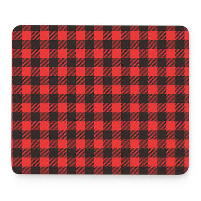 Hot Red Buffalo Plaid Print Mouse Pad