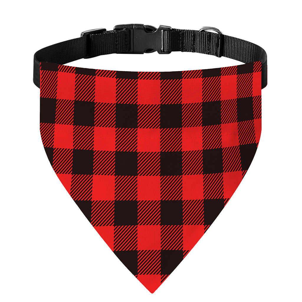 Hot Red Buffalo Plaid Print Over The Collar Dog Bandana