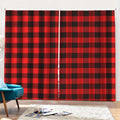 Hot Red Buffalo Plaid Print Pencil Pleat Curtains