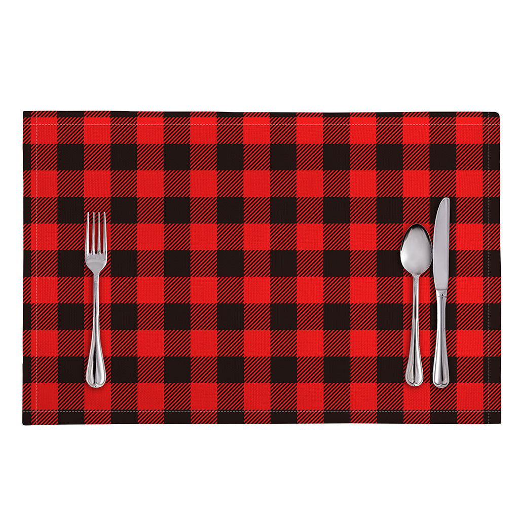 Hot Red Buffalo Plaid Print Placemat