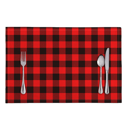 Hot Red Buffalo Plaid Print Placemat
