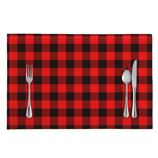 Hot Red Buffalo Plaid Print Placemat