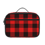 Hot Red Buffalo Plaid Print Portable Lunch Bag