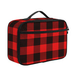 Hot Red Buffalo Plaid Print Portable Lunch Bag