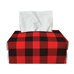Hot Red Buffalo Plaid Print Rectangle Tissue Box Cover