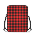 Hot Red Buffalo Plaid Print Rectangular Crossbody Bag