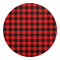 Hot Red Buffalo Plaid Print Round Blanket