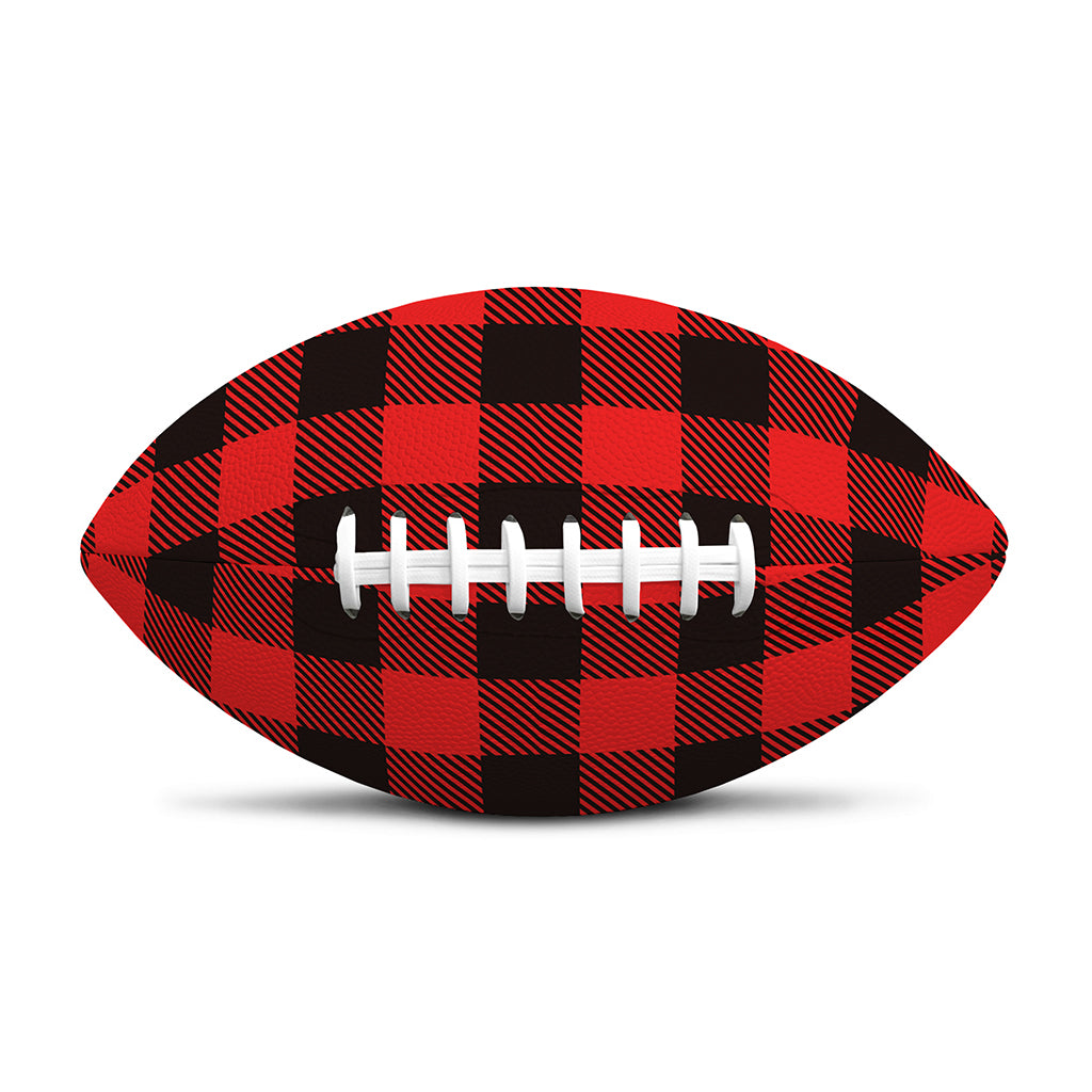 Hot Red Buffalo Plaid Print Rugby Ball