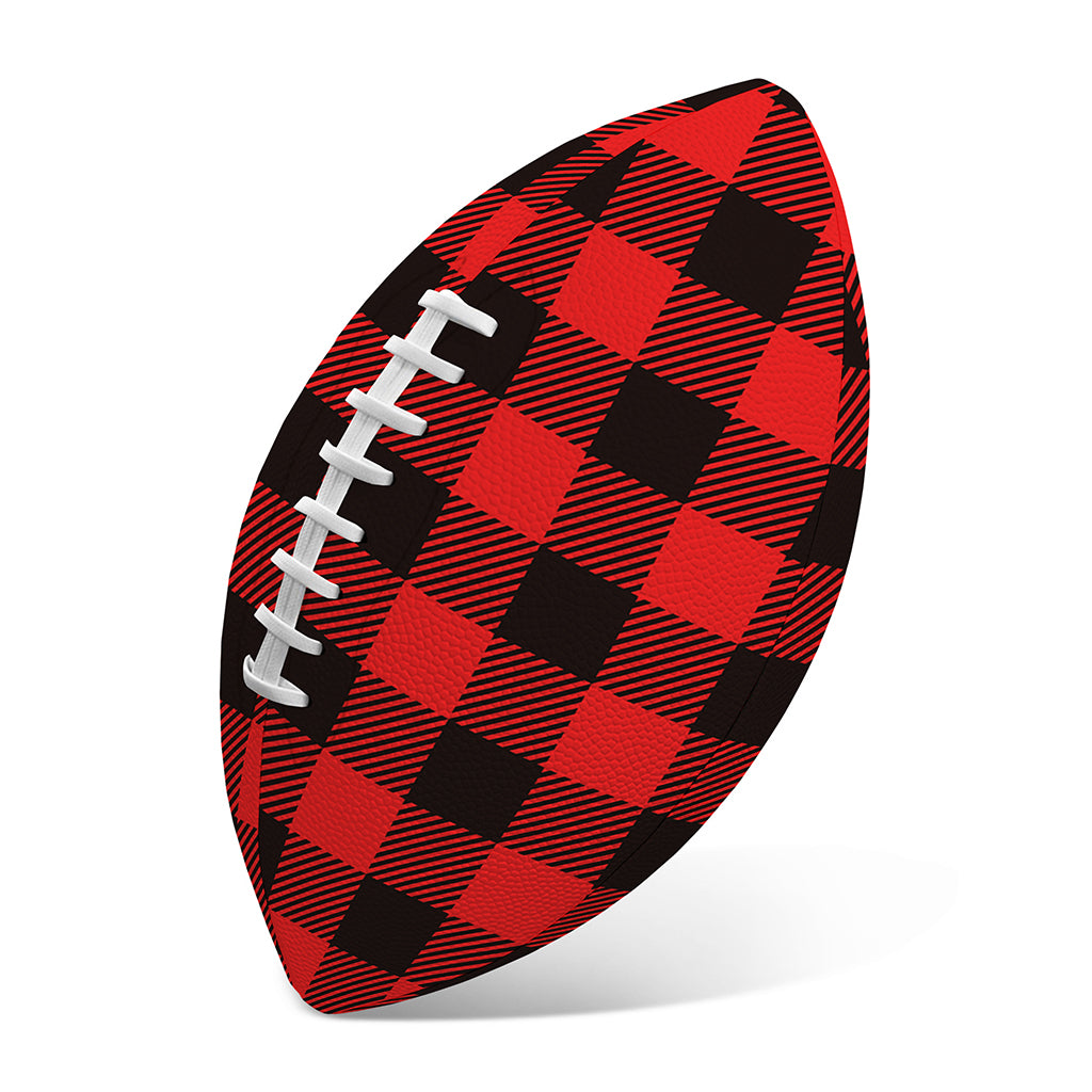 Hot Red Buffalo Plaid Print Rugby Ball