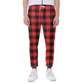 Hot Red Buffalo Plaid Print Joggers