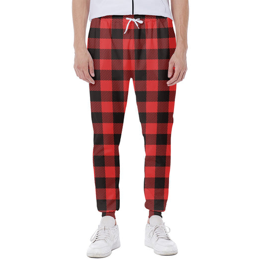 Hot Red Buffalo Plaid Print Scuba Joggers