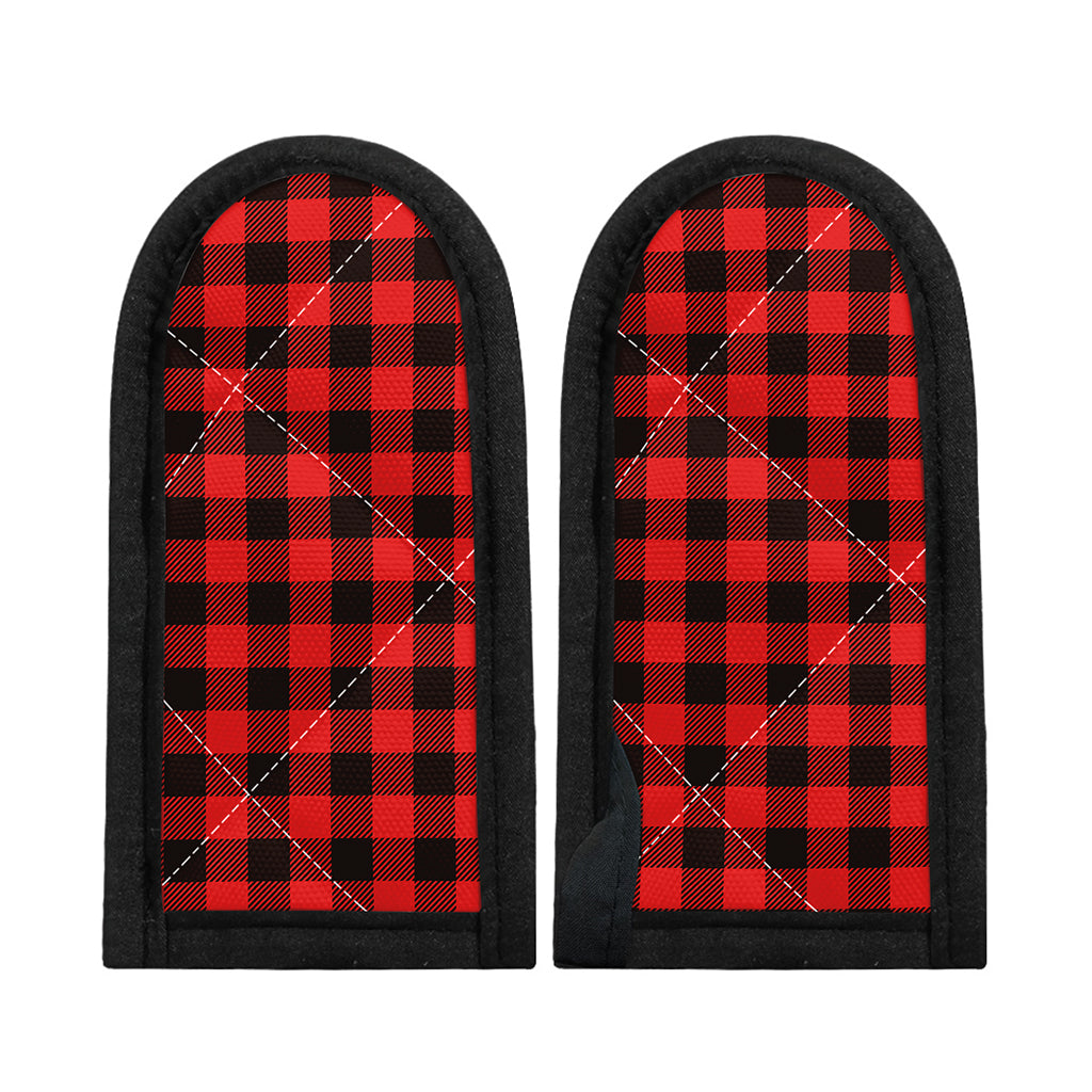 Hot Red Buffalo Plaid Print Skillet Handle Cover