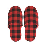 Hot Red Buffalo Plaid Print Slippers
