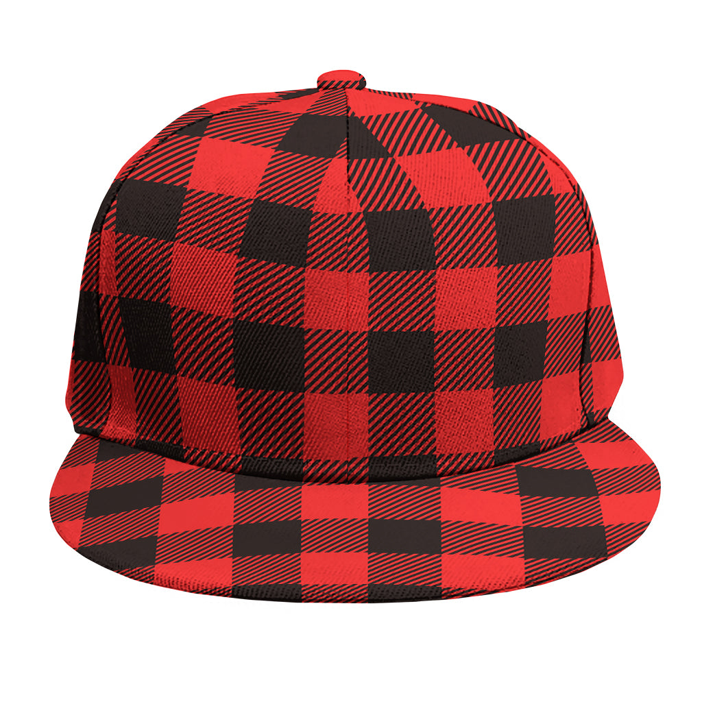 Hot Red Buffalo Plaid Print Snapback Cap