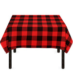Hot Red Buffalo Plaid Print Tablecloth