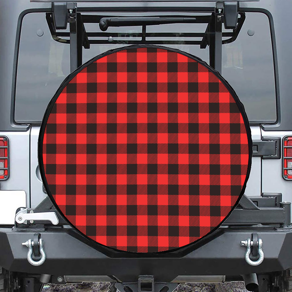 Hot Red Buffalo Plaid Print Tire Cover