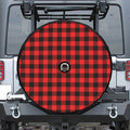 Hot Red Buffalo Plaid Print Tire Cover With Camera Hole