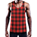 Hot Red Buffalo Plaid Print Men's Workout Tank Top