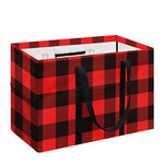 Hot Red Buffalo Plaid Print Utility Tote Bag
