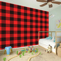 Hot Red Buffalo Plaid Print Wall Sticker