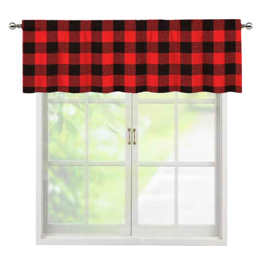 Hot Red Buffalo Plaid Print Window Valance