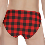 Hot Red Buffalo Plaid Print Women's Panties