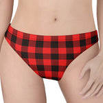 Hot Red Buffalo Plaid Print Women's Thong