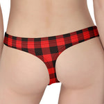Hot Red Buffalo Plaid Print Women's Thong