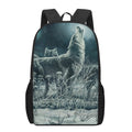 Howling Snowy Wolf Painting Print 17 Inch Backpack