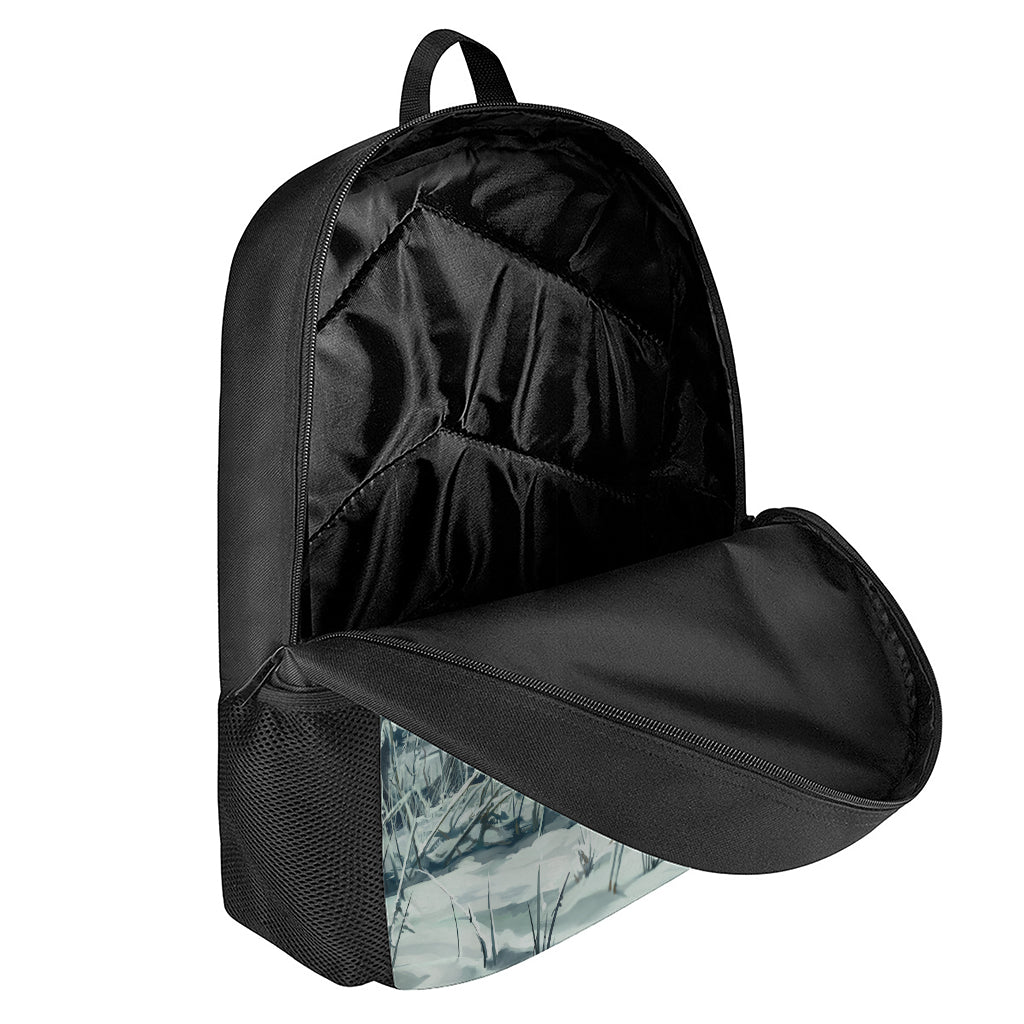 Howling Snowy Wolf Painting Print 17 Inch Backpack