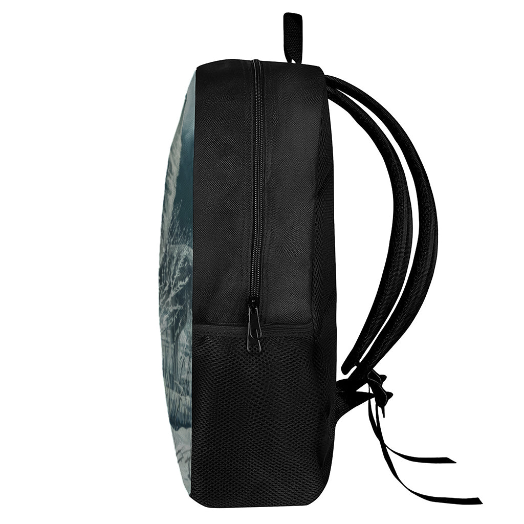 Howling Snowy Wolf Painting Print 17 Inch Backpack