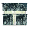 Howling Snowy Wolf Painting Print 3 Piece Kitchen Curtains