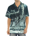 Howling Snowy Wolf Painting Print Aloha Shirt