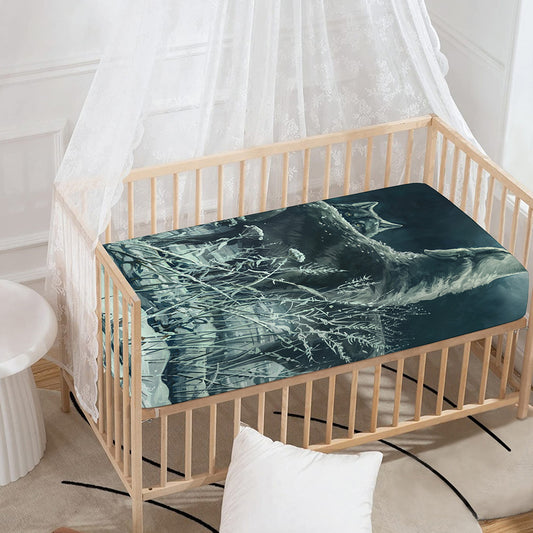 Howling Snowy Wolf Painting Print Baby Crib Sheet