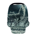Howling Snowy Wolf Painting Print Baby Seat Cover