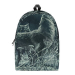Howling Snowy Wolf Painting Print Backpack