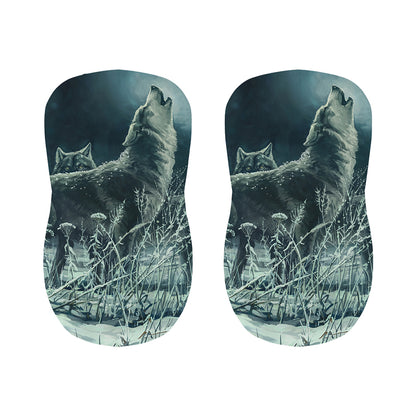Howling Snowy Wolf Painting Print Bar Stool Covers