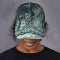 Howling Snowy Wolf Painting Print Baseball Cap