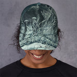 Howling Snowy Wolf Painting Print Baseball Cap