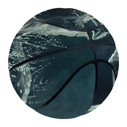 Howling Snowy Wolf Painting Print Basketball