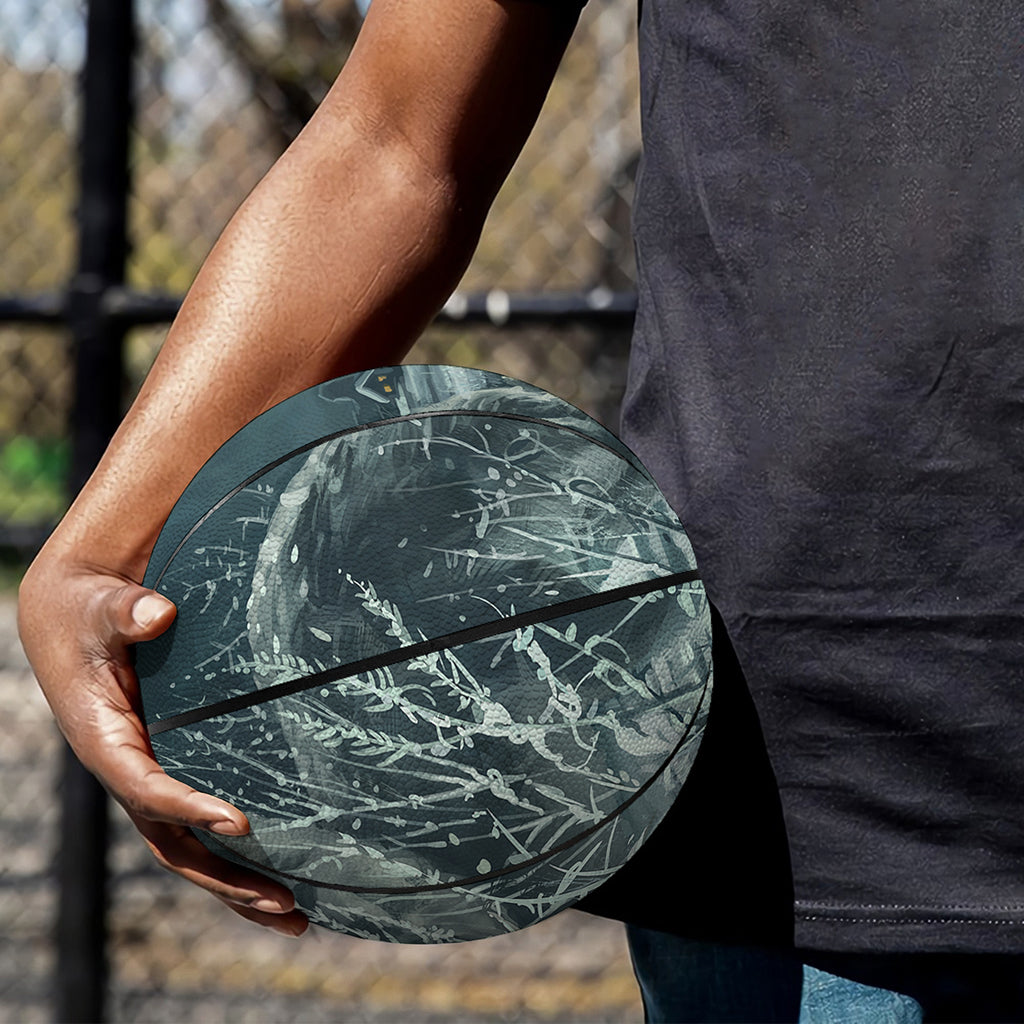 Howling Snowy Wolf Painting Print Basketball